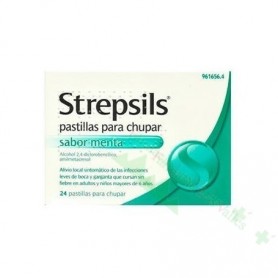 STREPSILS PASTILLAS PARA CHUPARSABOR MENTA, 24 PASTILLAS