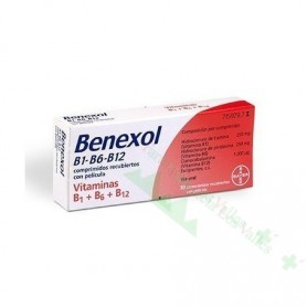 BENEXOL B1 B6 B12 COMPRIMIDOS RECUBIERTOS CON PELÍCULA, 30 COMPRIMIDOS